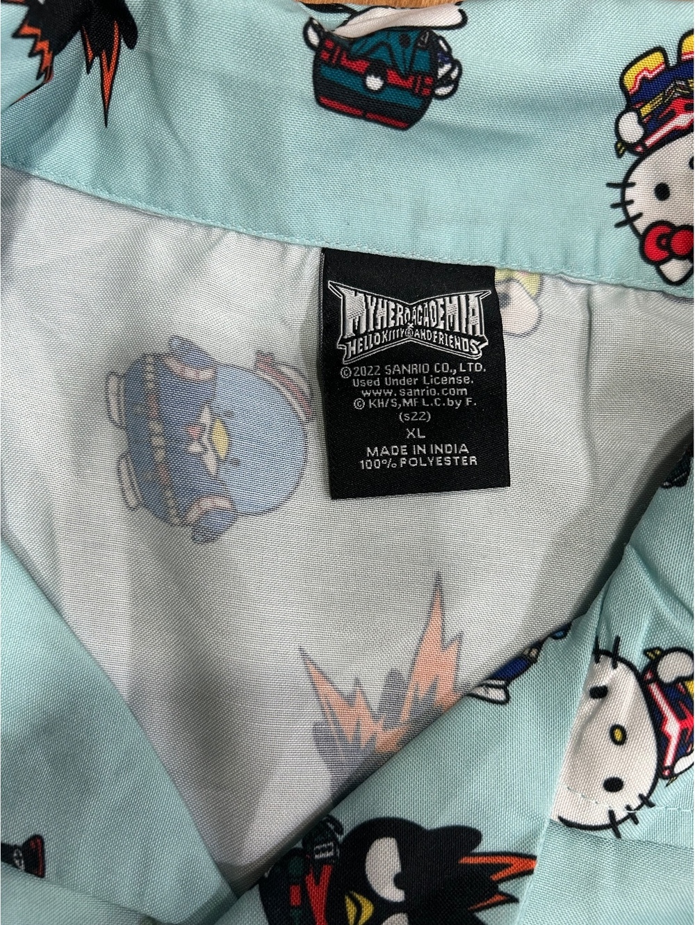 My Hero Academia x Hello Kitty & Friends Blue Button-Up Shirt XL Polyester - Picture 4 of 7